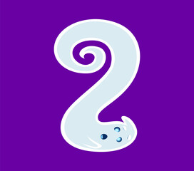 Halloween font 2 digit ghost cartoon cute character. Spooky phantom personage English ABC two digit or Halloween ghost character latin alphabet vector numeral symbol, font typeset figure or number