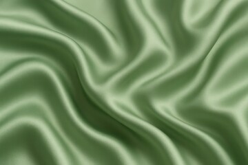 Obraz premium A close-up of luxurious green silk fabric with a fluid, wavy pattern, showcasing its smooth texture and rich color