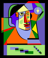 Colorful background, cubism art style,abstract portrait