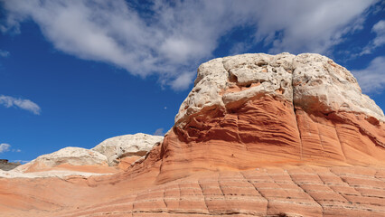 White Pocket in Utah, USA, a remote ecpanse of Navajo sandstone sculpted by wind and erosion into...