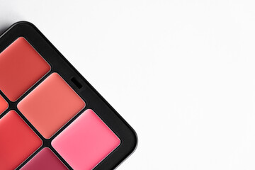 Makeup palette with pink and coral tones