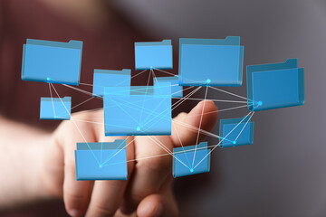 Digital file management, network, sharing, cloud storage, data connection, technology, digital files.