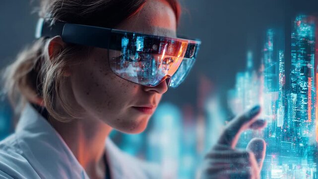 Woman with Futuristic Glasses in Lab
