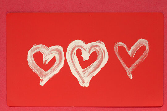 three hand painted hearts - design template