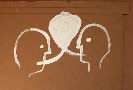  two people talking, hand drawn dialogue  illustration