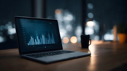 Business dashboard displaying real time sales data on laptop screen