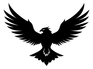 Fototapeta premium Eagle Silhouette with Spread Wings | Black Vector Bird of Prey Icon