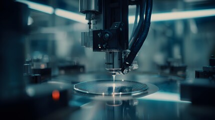 Fototapeta premium Automated wafer processing in a cleanroom factory