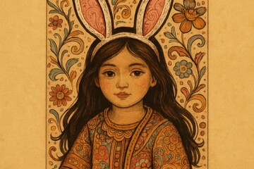 Obraz premium A Girl in Easter Elegance