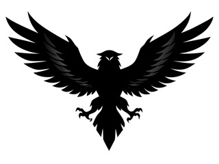 Obraz premium Eagle Silhouette with Spread Wings | Black Vector Bird of Prey Icon