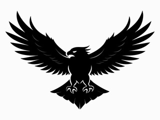 Obraz premium Eagle Silhouette with Spread Wings | Black Vector Bird of Prey Icon