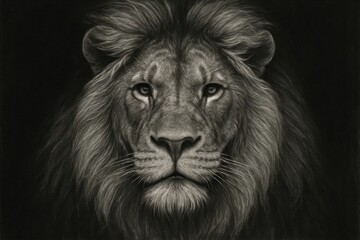 Naklejka premium A Timeless Portrait of a Lion