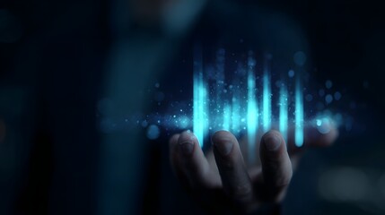 Fototapeta premium Business executive analyzing holographic data metrics