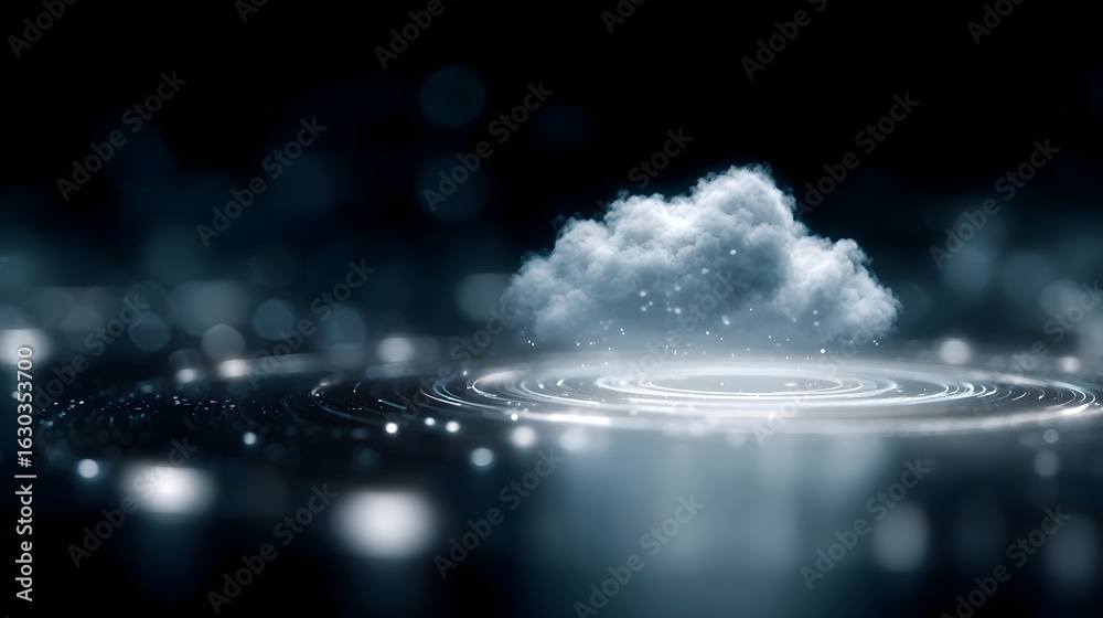 Canvas Prints ethereal cloud hologram with swirling digital data
