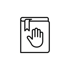 Hand on book icon symbolizing oath or testimony