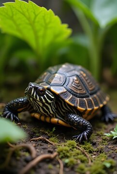 Close-up illustration of turtle's face