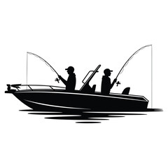 Illustration of two people fishing from a boat