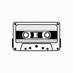 Classic black and white cassette tape icon