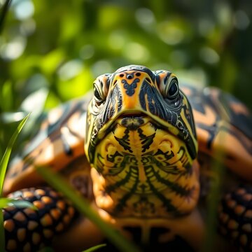 Close-up illustration of turtle's face