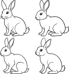 Lively Rabbits line art