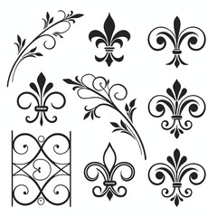 set of floral design elements