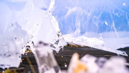Ice shards, frozen water crystals