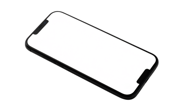 Modern smartphone with blank screen, device for app presentation on transparent background