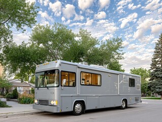 Fototapeta premium Luxury Motorhome on the Open Road: A Journey of Freedom and Exploration