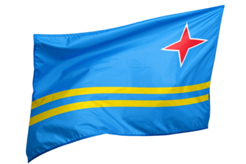 Aruba Flag Floating Smoothly in Wind, Transparent Background
