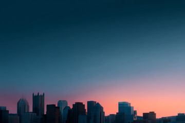 Fototapeta premium City skyline in lo-fi photography style at dusk 