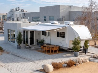 Modern Minimalist Desert Retreat: RV House Architectural Design