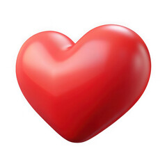 Fototapeta premium A vibrant red glossy three dimensional heart shape with subtle shading isolated on transparent background