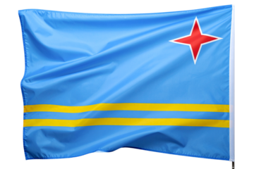 Flat Lay of Aruba Flag Emblem in High Detail, Transparent Background