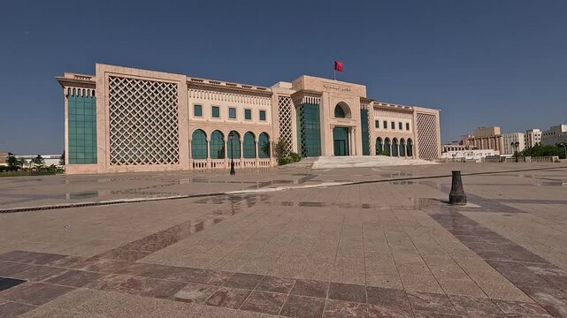 Tunisia. TUNIS, 30 JULY   2025:View of Kasbah Square and the City Hall in Tunis, the capital of Tunisia. Tunis Municipality. High quality 4k footage
