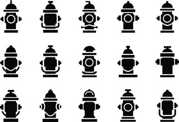 Fire Hydrant Icons Set – Vector Silhouette Collection