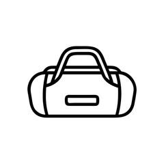 Duffel bag line icon. Simple vector graphic of a sports gym bag symbol for travel and fitness.