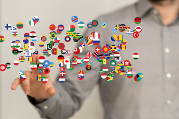 Image of diverse flags representing international connections and global collaboration.