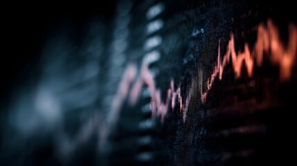 A close up view of a digital chart display showing financial data  long title A detailed high  view of a computer screen displaying an investment