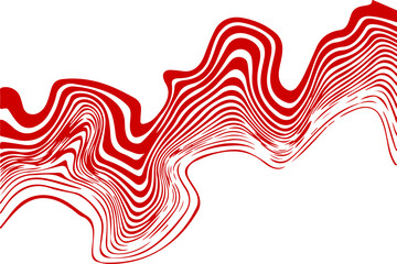 Abstract red and white wave pattern isolated on transparent background featuring curved lines and a modern design, perfect for backgrounds, wallpapers, and creative graphic projects with a dynamic and