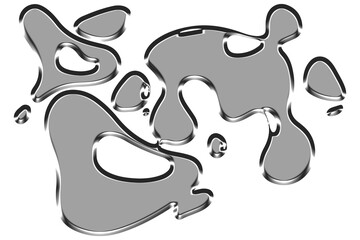 Abstract gray blob shapes isolated on transparent background, a fluid and modern design element, graphic illustration, artistic symbol, and creative background for various applications and decorative 