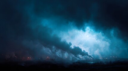 Billowing smoke from an industrial factory polluting the environment