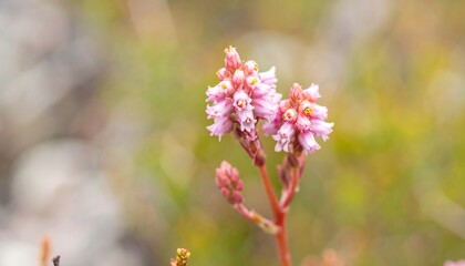 Close-up of delicate pink wildflowers with blurred background