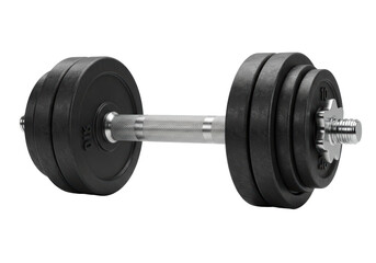 Isolated Realistic Heavy Black and Chrome Dumbbell for Weight Training
