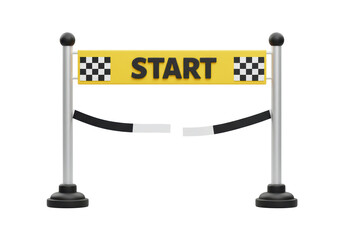 Isolated Race Start Line Banner with Broken Ribbon to Begin a Challenge