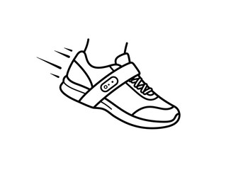 Isolated Running Shoe Icon with Motion Lines for Speed