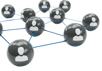 Isolated Abstract Social Network of Connected People Icons