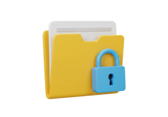 Isolated Yellow Folder with a Secure Blue Padlock Icon