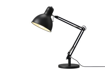Isolated Black Adjustable Architect Desk Lamp with Warm Light
