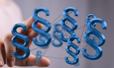 Obraz premium Abstract image of interconnected paragraph symbols, representing legal concepts, law, and regulations.