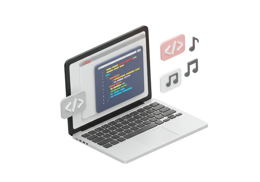 Isolated Laptop with Programming Code for a Music Application
